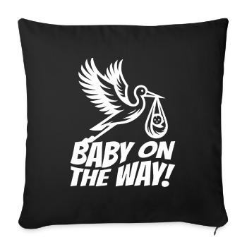 La future mère Stork apporte la belle nouvelle - Housse de coussin décorative 45 x 45 cm - noir - Devant