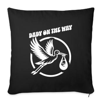 La future mère Stork apporte la belle nouvelle - Housse de coussin décorative 45 x 45 cm - noir - Devant