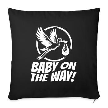 La future mère Stork apporte la belle nouvelle - Housse de coussin décorative 45 x 45 cm - noir - Devant