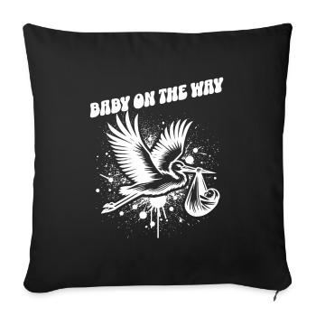 La future mère Stork apporte la belle nouvelle - Housse de coussin décorative 45 x 45 cm - noir - Devant