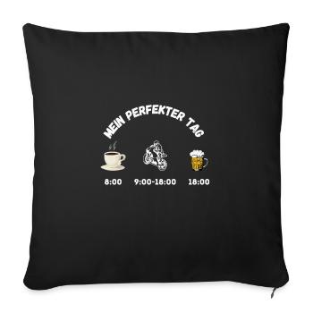 moto bière café journée parfaite dire - Housse de coussin décorative 45 x 45 cm - noir - Devant