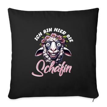 Kölle Alaaf Ich Bin Hier Die Schäfin Sheep Fun - Sofakissenbezug 45 x 45 cm - Schwarz - Vorne