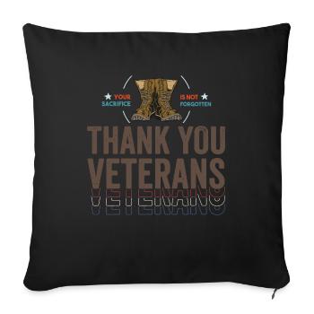 Patriotique MERCI AUX ANCIENS COMBATTANTS et aux soldats - Housse de coussin décorative 45 x 45 cm - noir - Devant