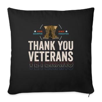 Merci, anciens combattants ! Merci pour votre service - Housse de coussin décorative 45 x 45 cm - noir - Devant