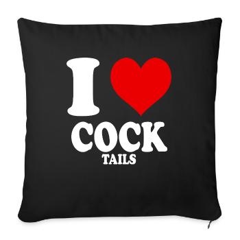 J’aime les cocktails Queues de coq Coeur Drôle Drôle - Housse de coussin décorative 45 x 45 cm - noir - Devant