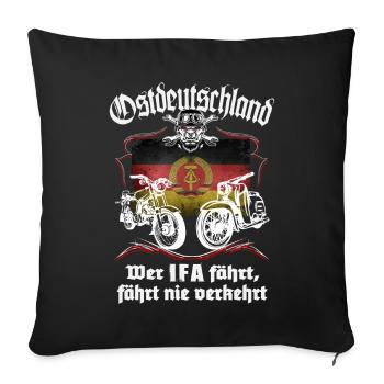 Ostmoped DDR Wer IFA fährt, fährt nie verkehrt VEB - Sofakissenbezug 45 x 45 cm - Schwarz - Vorne
