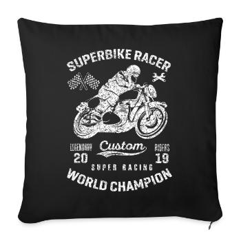 Motorradfahrer Motorrad Motorradrennen Biker - Sofakissenbezug 45 x 45 cm - Schwarz - Vorne