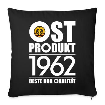 OSTPRODUKT 1962 DDR OSSI 64. GEBURTSTAG - Sofakissenbezug 45 x 45 cm - Schwarz - Vorne