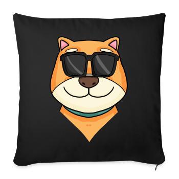 Shiba Inu dog cool - Sofa pillowcase 17,3'' x 17,3'' (45 x 45 cm) - black - Front