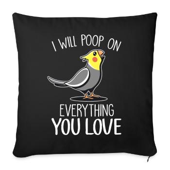 Cockatiel | Read Bookworm Books Gifts - Sofa pillowcase 17,3'' x 17,3'' (45 x 45 cm) - black - Front