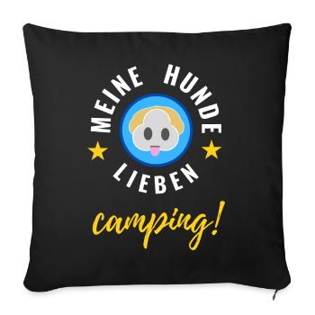 Meine Hunde lieben Camping! - Sofakissenbezug 45 x 45 cm - Schwarz - Vorne