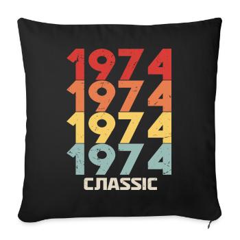 1974 Jubilé dans un style vintage classique 1974 - Housse de coussin décorative 45 x 45 cm - noir - Devant