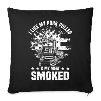 Fleisch und Bier | Grillen Grillmeister Geschenke - Sofakissenbezug 45 x 45 cm - Schwarz - Vorne