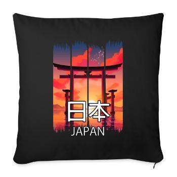 Japanese Torii Gate at Sunset – Anime Shirt - Sofa pillowcase 17,3'' x 17,3'' (45 x 45 cm) - black - Front