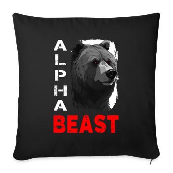 Alpha Animal Fierce Grizzly Bear - Anime Shirt - Sofa pillowcase 17,3'' x 17,3'' (45 x 45 cm) - black - Front