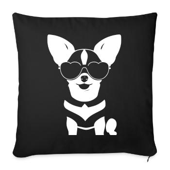 Chihuahua drôle portant des lunettes de soleil Chihuahuas - Housse de coussin décorative 45 x 45 cm - noir - Devant