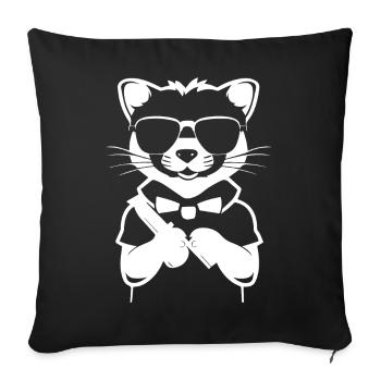 Frettchen mit Sonnenbrille Coole Frettchen - Sofakissenbezug 45 x 45 cm - Schwarz - Vorne
