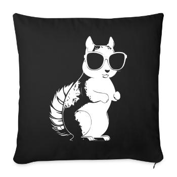 Funny Squirrel Wearing Sunglasses Squirrels - Sofa pillowcase 17,3'' x 17,3'' (45 x 45 cm) - black - Front
