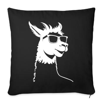 Lustiges Alpaka mit Sonnenbrille Coole Alpakas - Sofakissenbezug 45 x 45 cm - Schwarz - Vorne