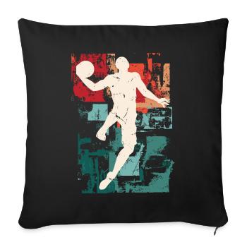 Basket-ball Basket-ball joueur Fan Vintage rétro - Housse de coussin décorative 45 x 45 cm - noir - Devant