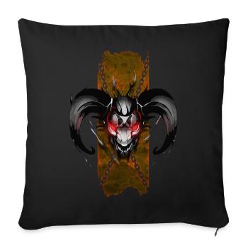 Tête de démon avec des cornes et des yeux rouges brillants - Housse de coussin décorative 45 x 45 cm - noir - Devant