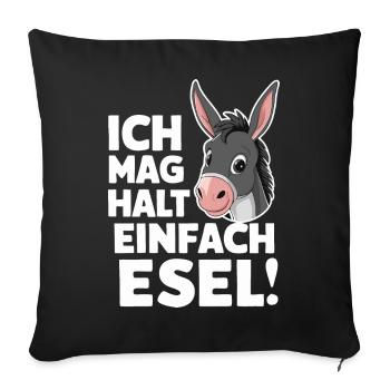 Esel Eselchen Maultier Muli - Sofakissenbezug 45 x 45 cm - Schwarz - Vorne