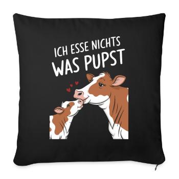 Végétarien Végétalien Bien-être animal Droits des animaux Veggie - Housse de coussin décorative 45 x 45 cm - noir - Devant