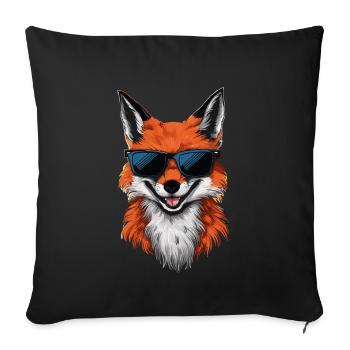 Fox Foxes Animal - Sofa pillowcase 17,3'' x 17,3'' (45 x 45 cm) - black - Front