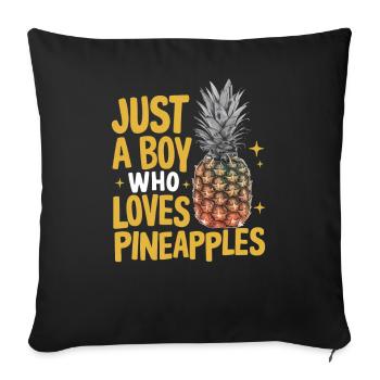 Ananas Fruit tropical hawaïen - Housse de coussin décorative 45 x 45 cm - noir - Devant