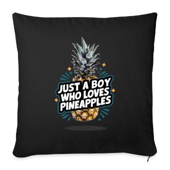 Ananas Fruit tropical hawaïen - Housse de coussin décorative 45 x 45 cm - noir - Devant