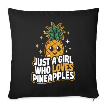 Ananas Fruit tropical hawaïen - Housse de coussin décorative 45 x 45 cm - noir - Devant