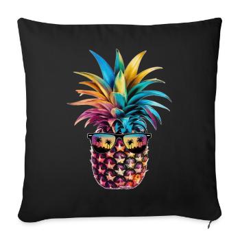 Ananas Fruit tropical hawaïen - Housse de coussin décorative 45 x 45 cm - noir - Devant
