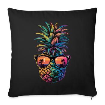 Ananas Fruit tropical hawaïen - Housse de coussin décorative 45 x 45 cm - noir - Devant