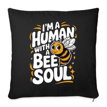 abeille abeille apicultrice abeille abeille - Housse de coussin décorative 45 x 45 cm - noir - Devant