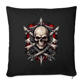Gothic Totenkopf, Totenkopf, Metall, Biker - Sofakissenbezug 45 x 45 cm - Schwarz - Vorne