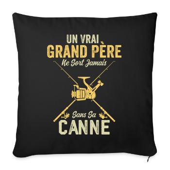 Un vrai Grand Père Pêcheur - Housse de coussin décorative 45 x 45 cm - noir - Devant