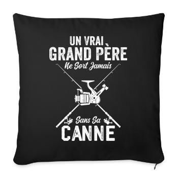 Un vrai Grand Père Pêcheur - Housse de coussin décorative 45 x 45 cm - noir - Devant