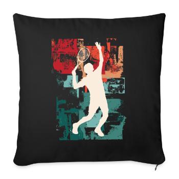 Tennis Tennis Player Player Vintage Retro Colorful - Sofa pillowcase 17,3'' x 17,3'' (45 x 45 cm) - black - Front