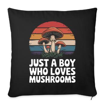 Mushroom Mushrooms Funghi Mushroom - Sofa pillowcase 17,3'' x 17,3'' (45 x 45 cm) - black - Front