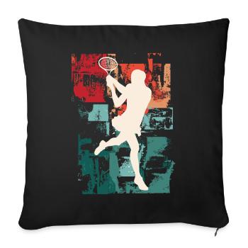 Tennis Tennis Player Woman Sport Vintage Retro - Sofa pillowcase 17,3'' x 17,3'' (45 x 45 cm) - black - Front