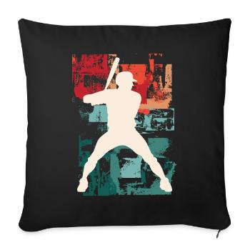 Baseball Joueur De Baseball Joueur Vintage Coloré - Housse de coussin décorative 45 x 45 cm - noir - Devant