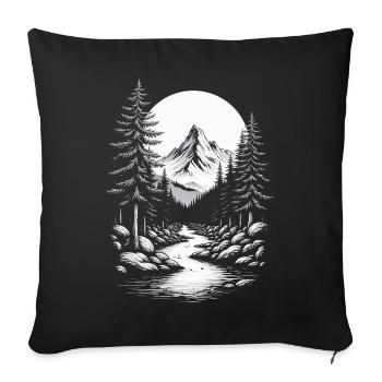 Landscape Nature Mountains Forest Trees Tree River Mountain - Sofa pillowcase 17,3'' x 17,3'' (45 x 45 cm) - black - Front