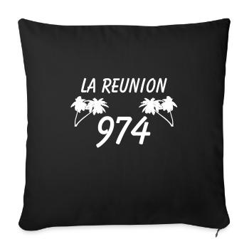 la reunion 974 - Housse de coussin décorative 45 x 45 cm - noir - Devant