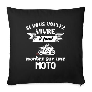 Homme Moto Motard Maillot motarde manche courte - Housse de coussin décorative 45 x 45 cm - noir - Devant