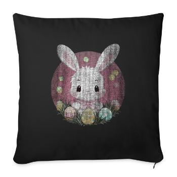 Easter Bunny, Bunny, Easter Eggs, Pink, Pink, Dusty Pink - Sofa pillowcase 17,3'' x 17,3'' (45 x 45 cm) - black - Front