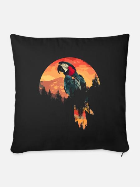 Papagei Vogel Ara Wildnis - Sofakissenbezug 45 x 45 cm - Schwarz