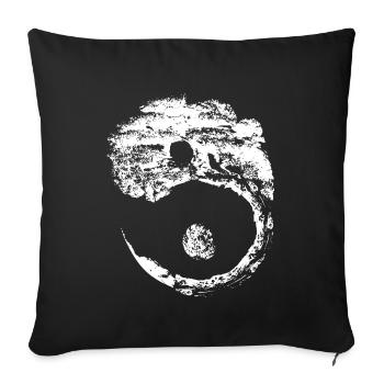 Yin Yang Symbole Bonsai Spiritualité - Housse de coussin décorative 45 x 45 cm - noir - Devant