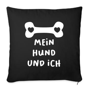Chien Maître Maîtresse Ego Os Chien Amour Coeur - Housse de coussin décorative 45 x 45 cm - noir - Devant