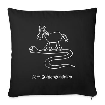 färt Schlangenlinien, Pferd mit Rädern, Schlange - Sofakissenbezug 45 x 45 cm - Schwarz - Vorne