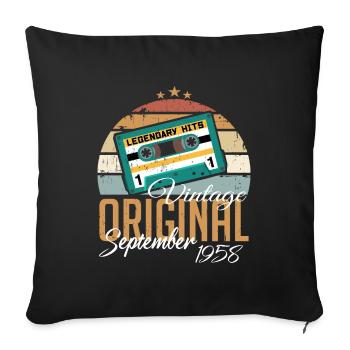 September 1958 geboren Vintage Geburtstag Retro - Sofakissenbezug 45 x 45 cm - Schwarz - Vorne